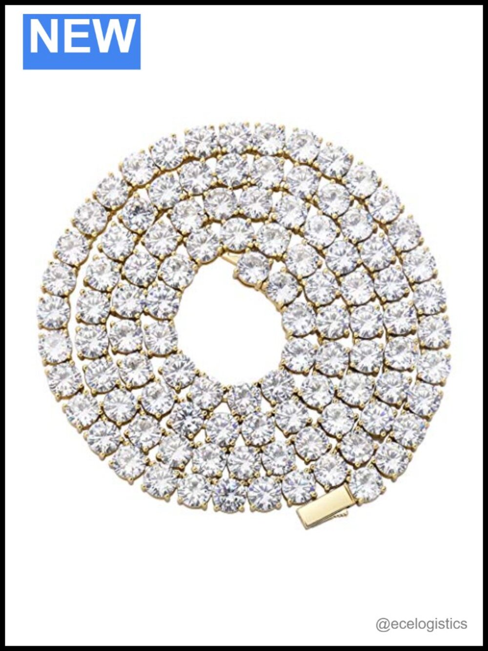 14K Gold Plated Tennis Necklace Cubic Zirconia 16 Inch Chain